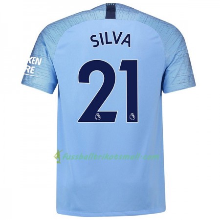 Günstige Fußballtrikots Manchester City Silva 21 2018-2019 Kurzarm Heimtrikotsatz kaufen